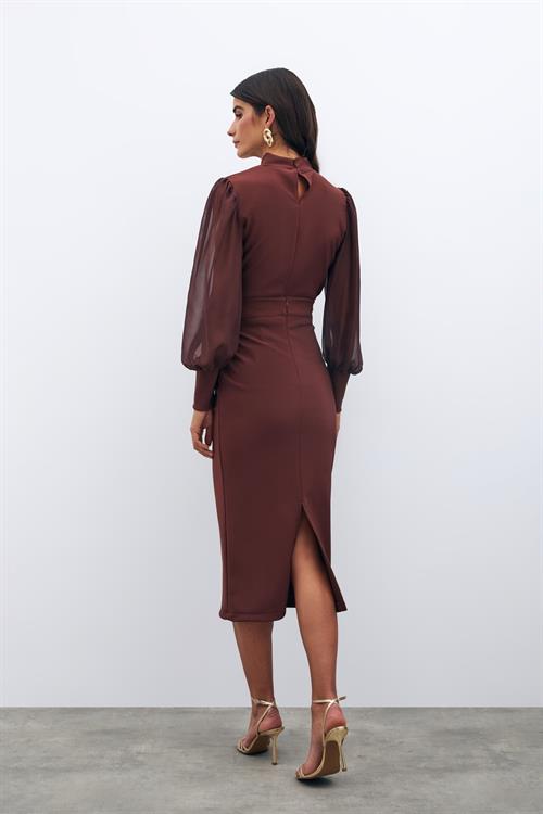 Wholesale Womens Brown Midi-Length Pencil Skirt