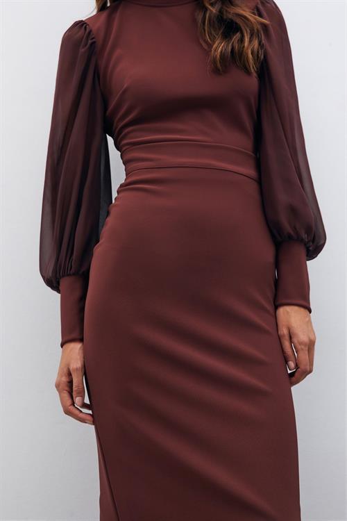 Wholesale Womens Brown Midi-Length Pencil Skirt