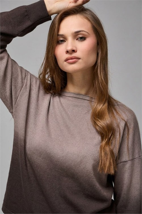 Wholesale Womens Brown Ombre Gradient Knit Sweater