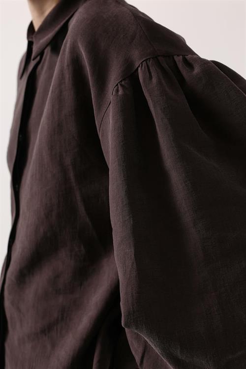 Wholesale Womens Brown Oversized Shirt with Bishop Sleeves