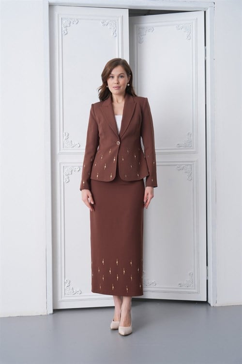 Wholesale Womens Brown Plus Size Skirt Set