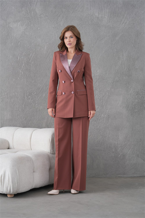Wholesale Womens Brown Plus Size Two-Piece Suit 