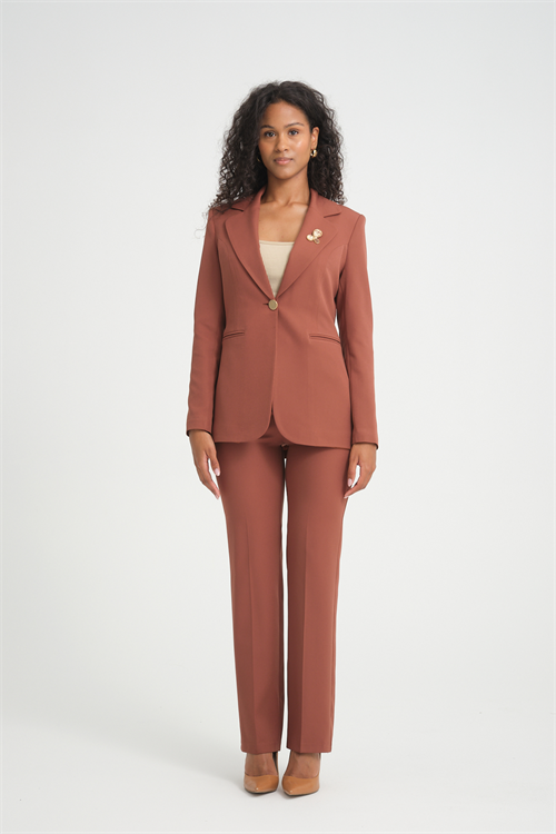 Wholesale Womens Brown Plus Size Two-Piece Suit 