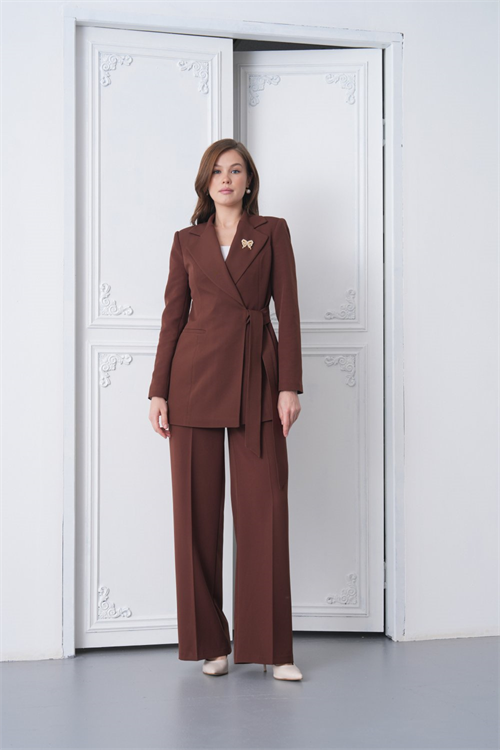 Wholesale Womens Brown Plus Size Two-Piece Suit 