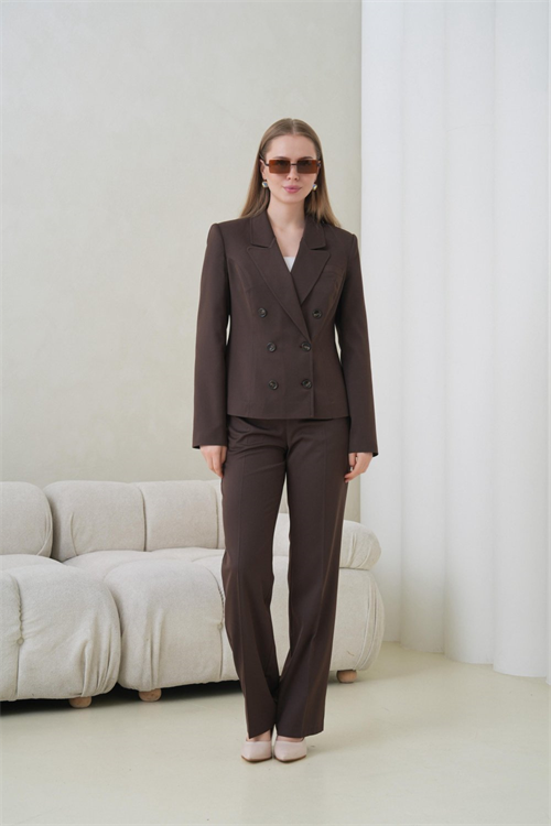 Wholesale Womens Brown Plus Size Two-Piece Suit 