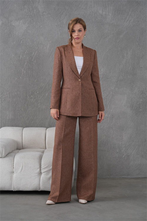 Wholesale Womens Brown Plus Size Two-Piece Suit 