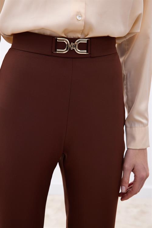 Wholesale Womens Brown Trousers with Accessory Detail