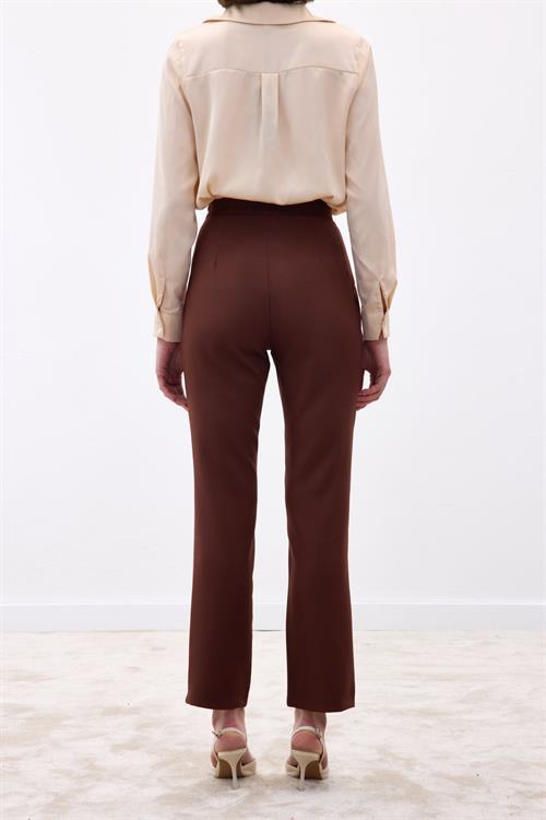 Wholesale Womens Brown Trousers with Accessory Detail
