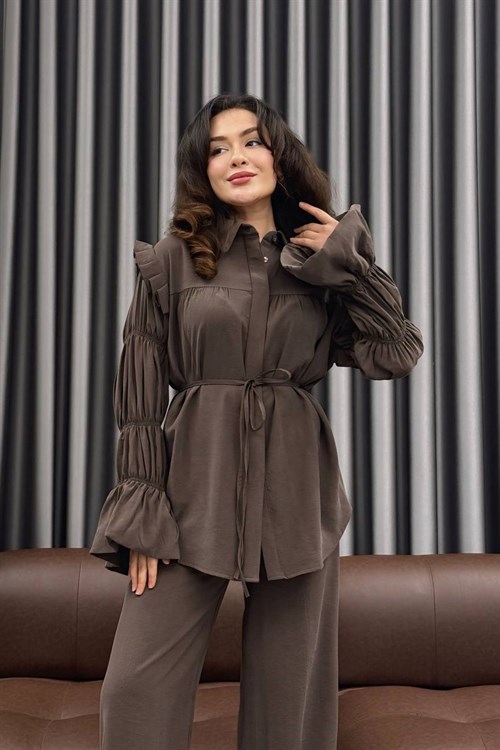 Wholesale Womens Brown Two-Piece Hijab Set