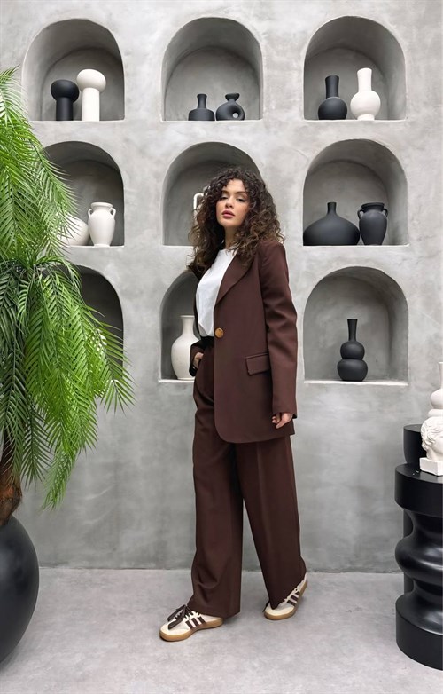 Wholesale Womens Brown Two-Piece Hijab Set