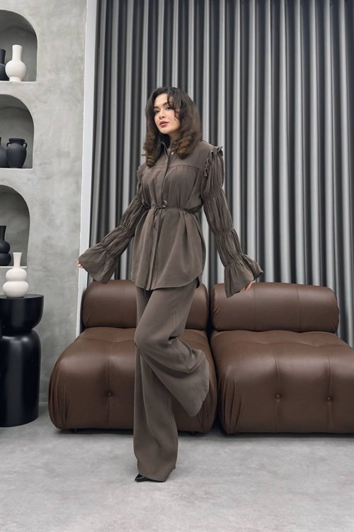 Wholesale Womens Brown Two-Piece Hijab Set