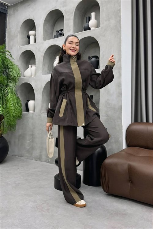 Wholesale Womens Brown Two-Piece Hijab Set