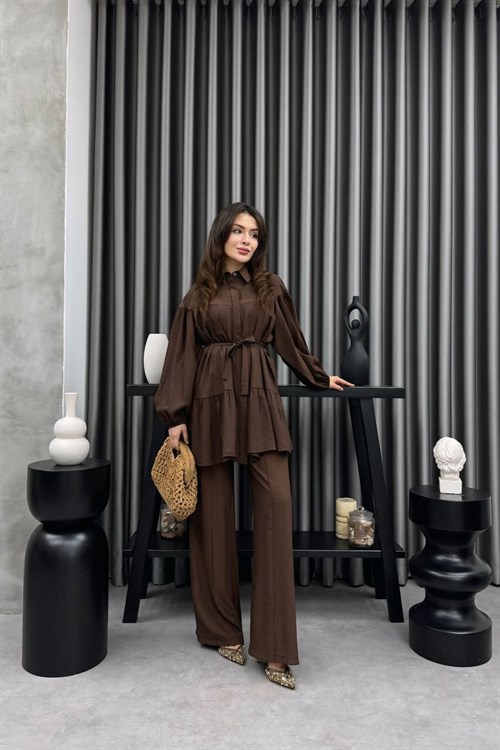 Wholesale Womens Brown Two-Piece Hijab Set