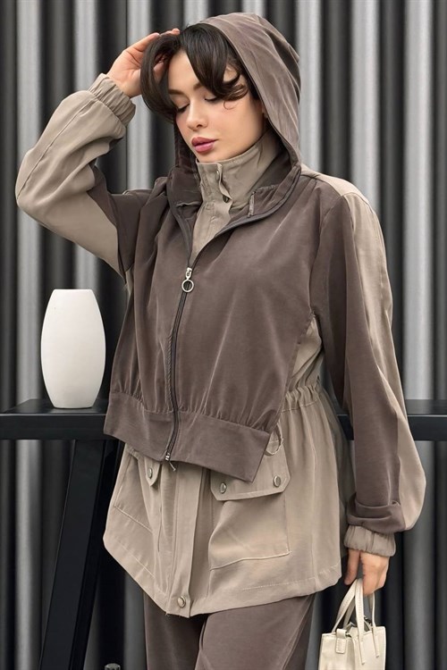 Wholesale Womens Brown Two-Piece Hijab Set