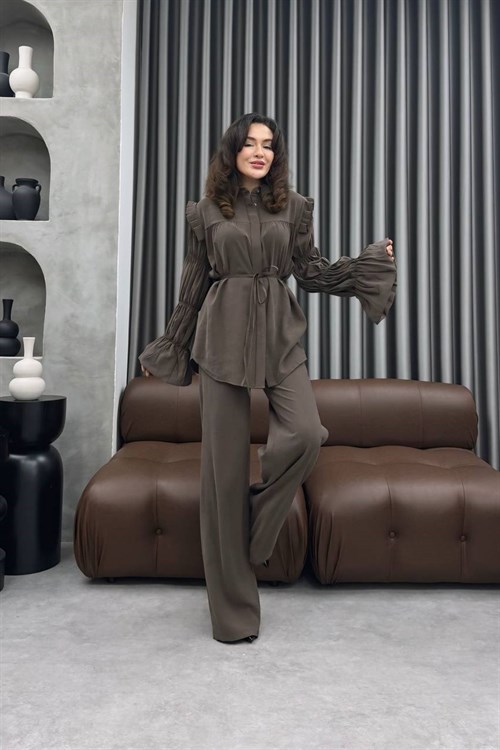 Wholesale Womens Brown Two-Piece Hijab Set