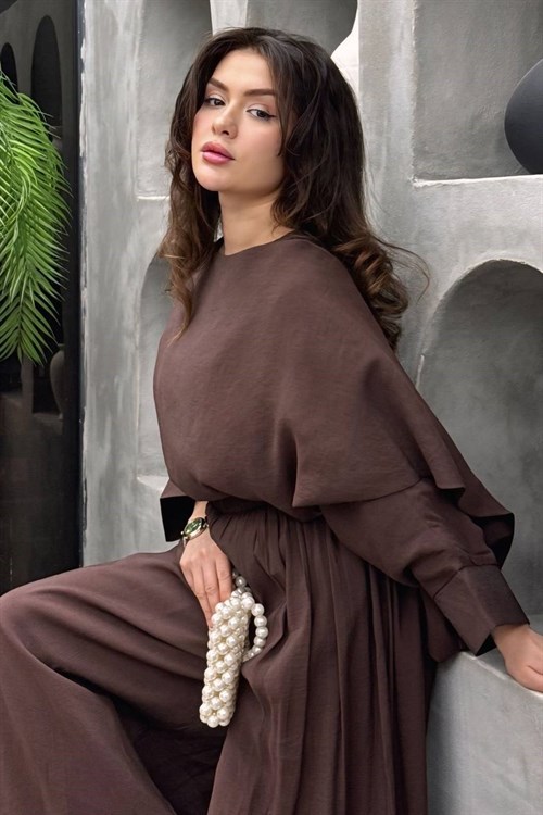 Wholesale Womens Brown Two-Piece Hijab Set