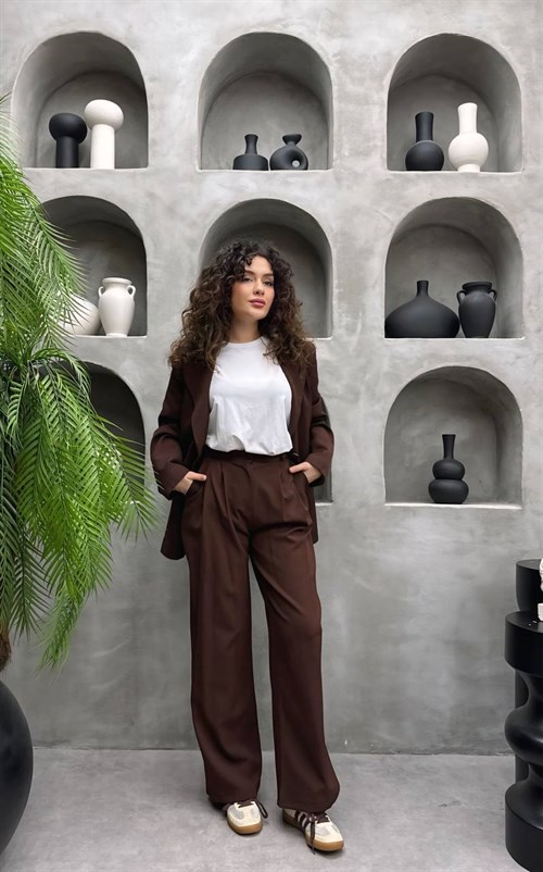 Wholesale Womens Brown Two-Piece Hijab Set