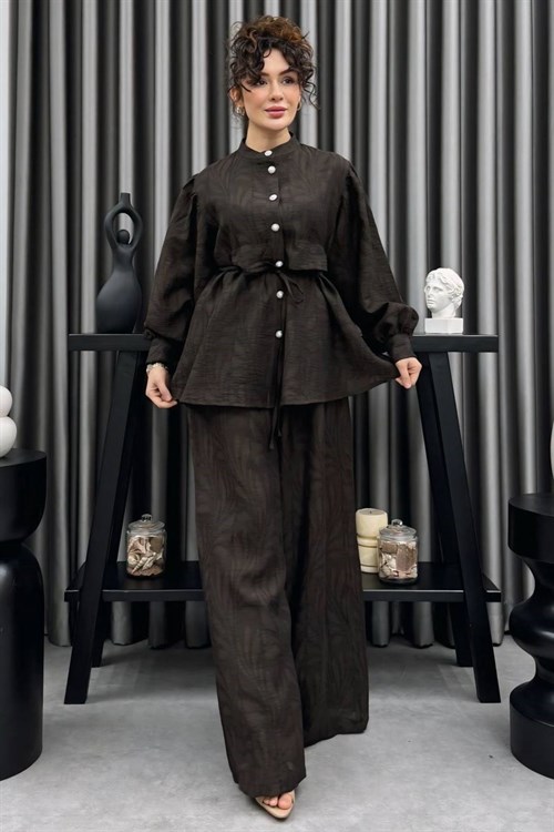 Wholesale Womens Brown Two-Piece Hijab Set