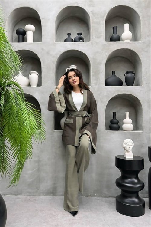 Wholesale Womens Brown Two-Piece Hijab Set