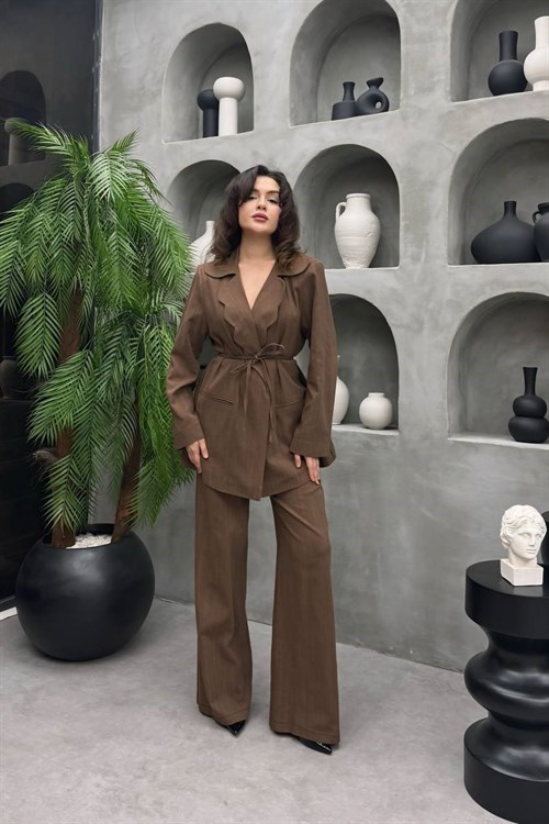 Wholesale Womens Brown Two-Piece Hijab Set