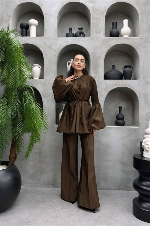 Wholesale Womens Brown Two-Piece Hijab Set