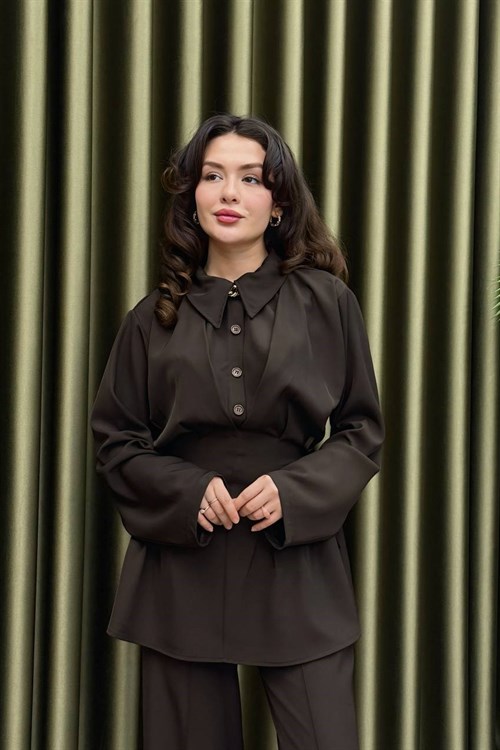 Wholesale Womens Brown Two-Piece Hijab Set