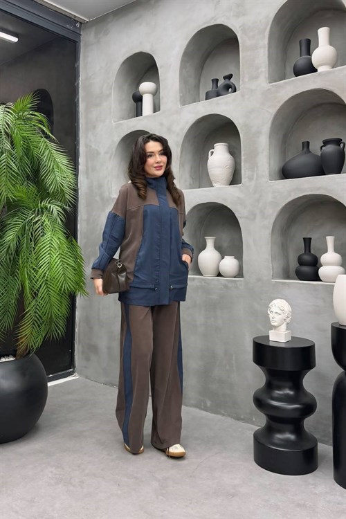 Wholesale Womens Brown Two-Piece Hijab Set