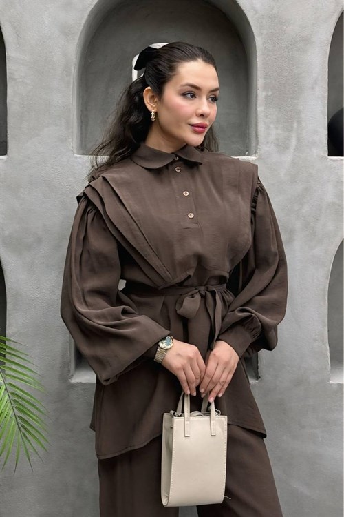 Wholesale Womens Brown Two-Piece Hijab Set