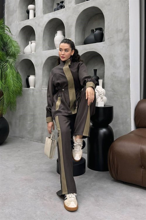 Wholesale Womens Brown Two-Piece Hijab Set