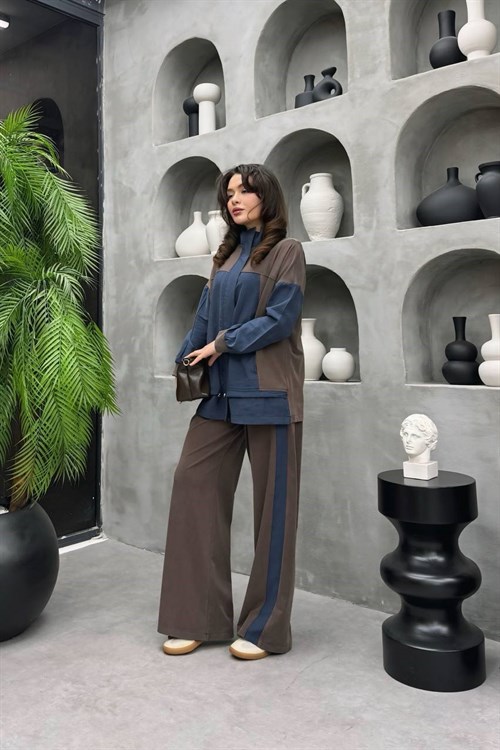 Wholesale Womens Brown Two-Piece Hijab Set