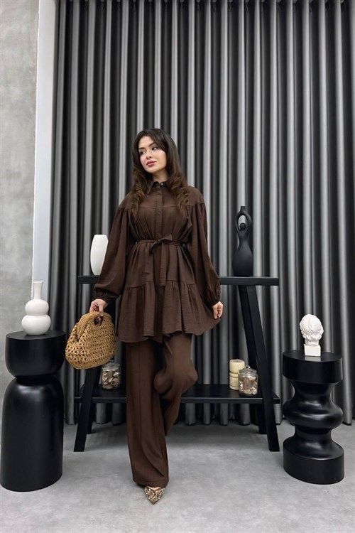 Wholesale Womens Brown Two-Piece Hijab Set