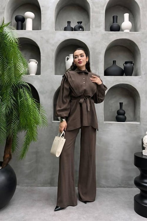 Wholesale Womens Brown Two-Piece Hijab Set