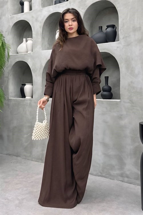 Wholesale Womens Brown Two-Piece Hijab Set