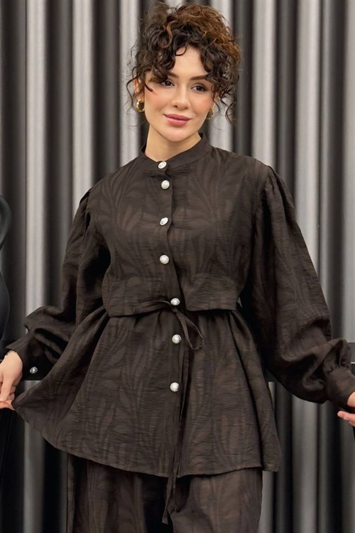 Wholesale Womens Brown Two-Piece Hijab Set