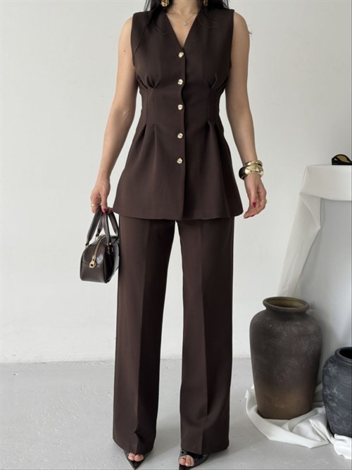 Wholesale Womens Brown Two-Piece Suit 
