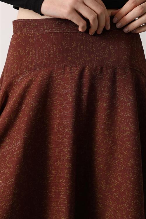 Wholesale Womens Burgundy Chiffon Layered Midi Skirt