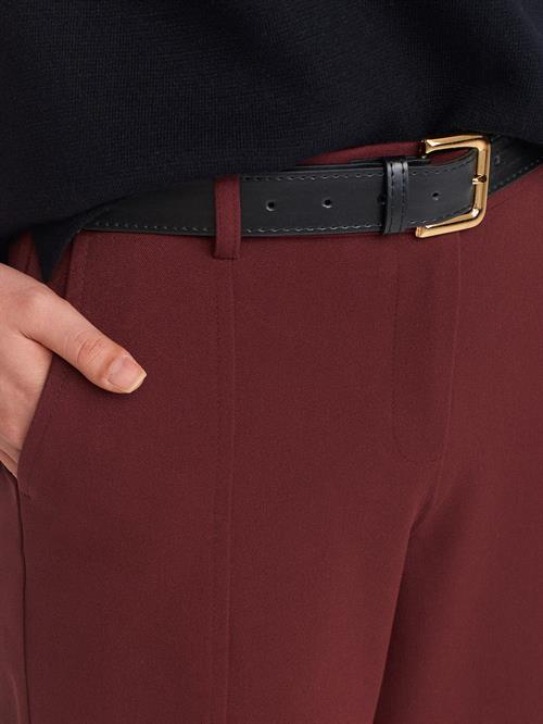 Wholesale Womens Burgundy Crop Trousers with Belt