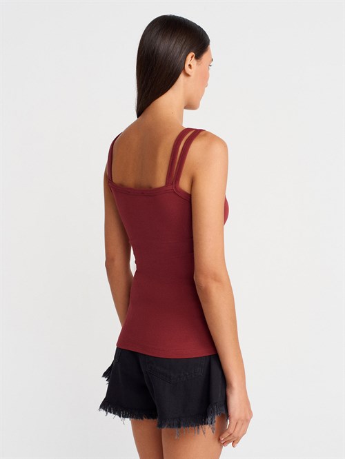 Wholesale Womens Burgundy Double Straps Tank Top