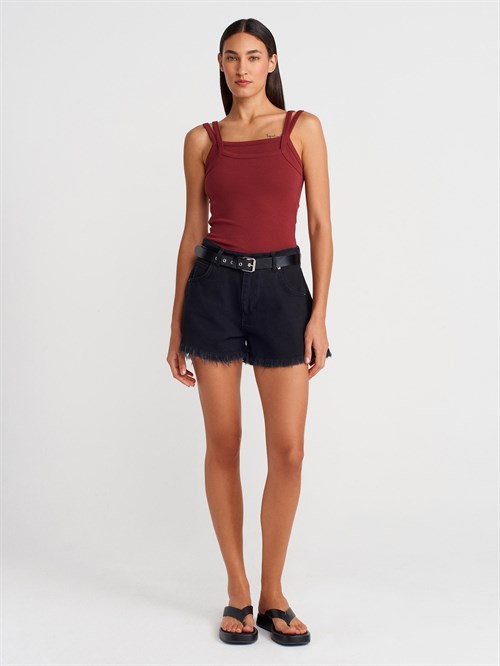 Wholesale Womens Burgundy Double Straps Tank Top