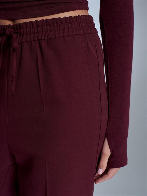 Wholesale Womens Burgundy Elastic Waist Trousers