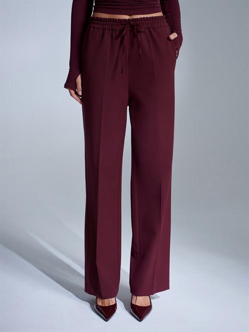 Wholesale Womens Burgundy Elastic Waist Trousers