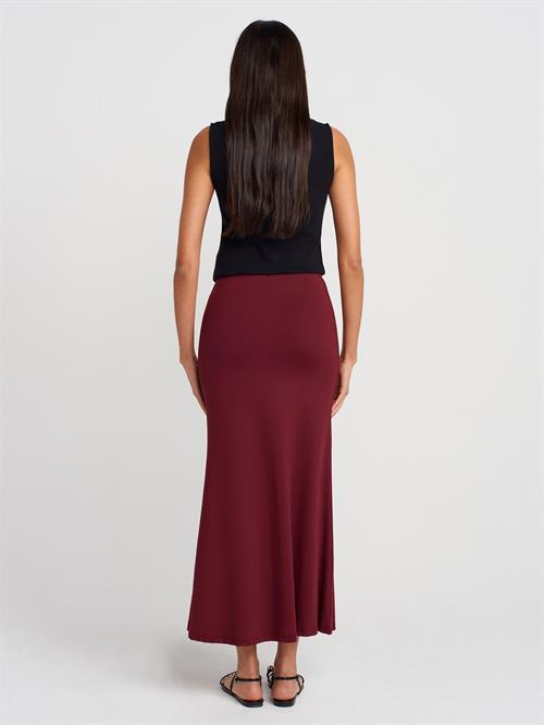 Wholesale Womens Burgundy High Waist Long Skirt