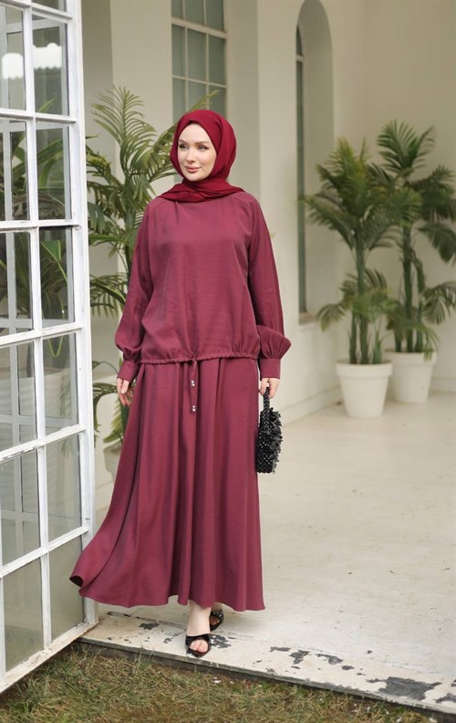 Wholesale Womens Burgundy Maxi Hijab Dress