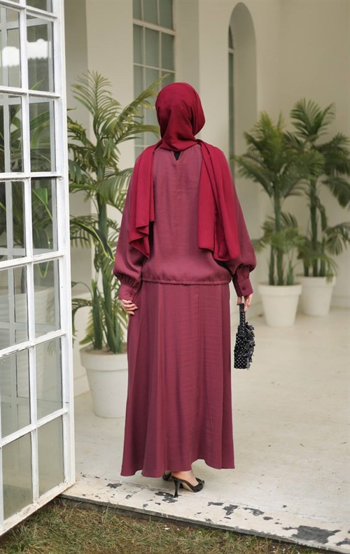 Wholesale Womens Burgundy Maxi Hijab Dress