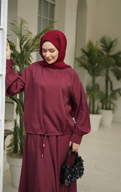 Wholesale Womens Burgundy Maxi Hijab Dress