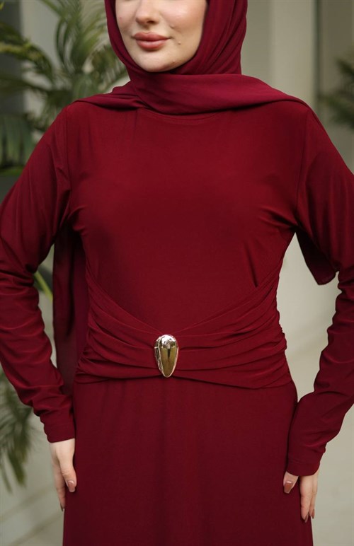 Wholesale Womens Burgundy Maxi Hijab Dress