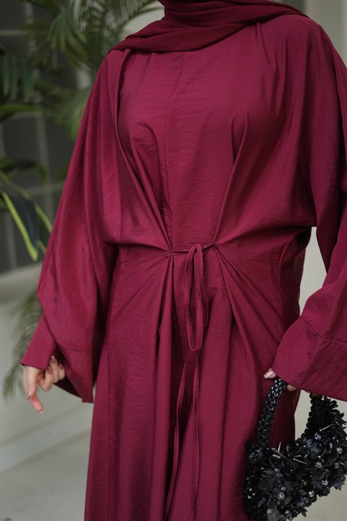 Wholesale Womens Burgundy Maxi Hijab Dress