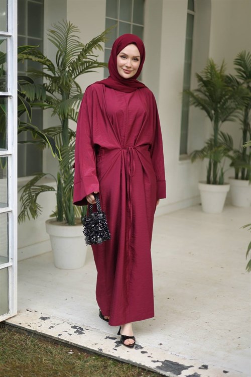 Wholesale Womens Burgundy Maxi Hijab Dress