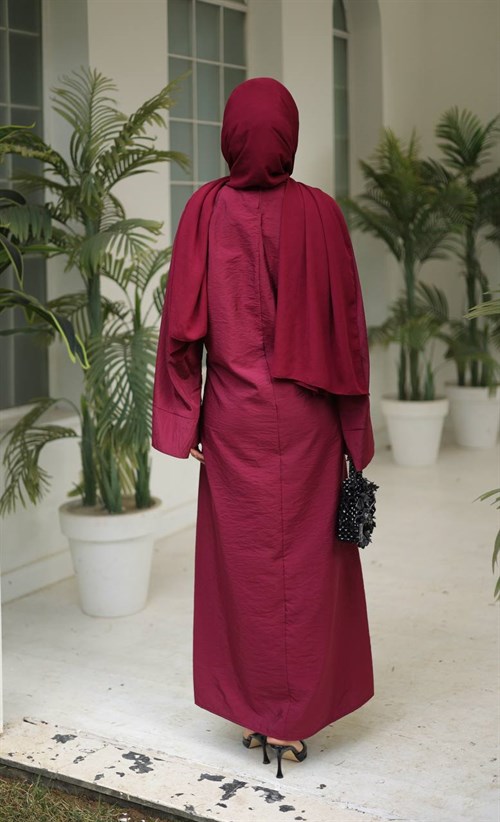 Wholesale Womens Burgundy Maxi Hijab Dress