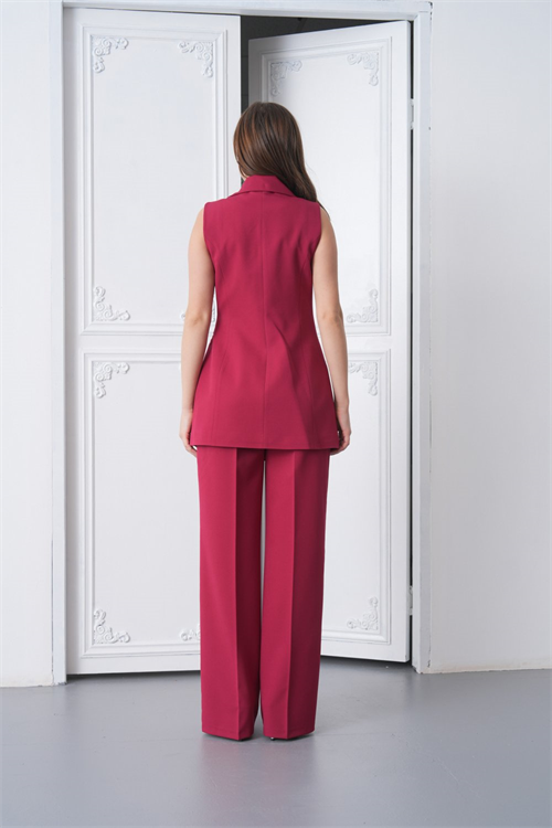 Wholesale Womens Burgundy Plus Size Two-Piece Suit 